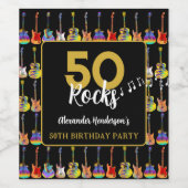 Rock and Roll 50ste verjaardagsfeest Custom Wijn Etiket (Enkel label)