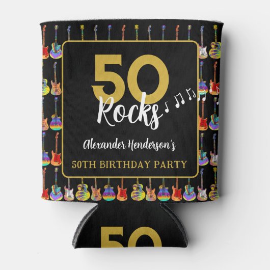 Rock and Roll 50ste verjaardagsfeest op maat Blikjeskoeler (Voorkant)