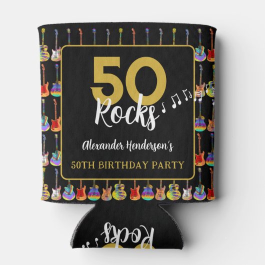 Rock and Roll 50ste verjaardagsfeest op maat Blikjeskoeler (Achterkant)