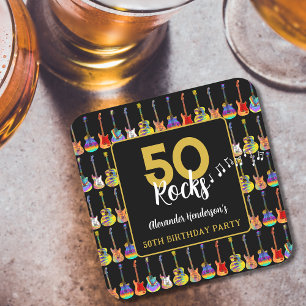 Rock and Roll 50ste verjaardagsfeest op maat Kartonnen Onderzetters