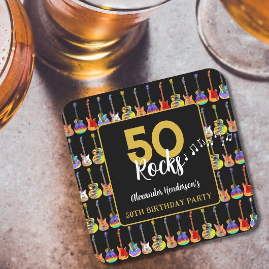 Rock and Roll 50ste verjaardagsfeest op maat Kartonnen Onderzetters