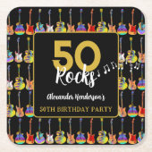 Rock and Roll 50ste verjaardagsfeest op maat Kartonnen Onderzetters (Voorkant)