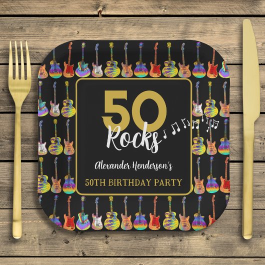 Rock and Roll 50ste verjaardagsfeest op maat Papieren Bordje