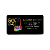 Rock and Roll 50ste verjaardagsfeest RSVP Etiket (Voorkant)