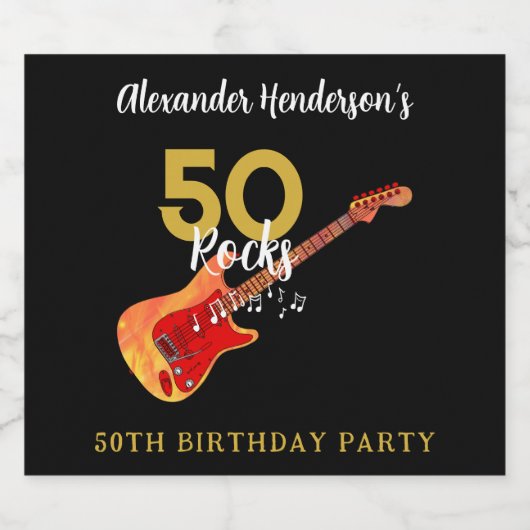 Rock and Roll 50ste verjaardagsfeestje Bier Etiket (Enkel label)