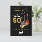 Rock and Roll 50ste verjaardagsfeestje Dank je Bedankkaart (Staand voorkant)
