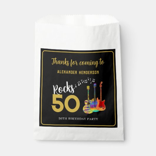 Rock and Roll 50ste verjaardagsfeestje Dank je Bedankzakje (Voorkant)