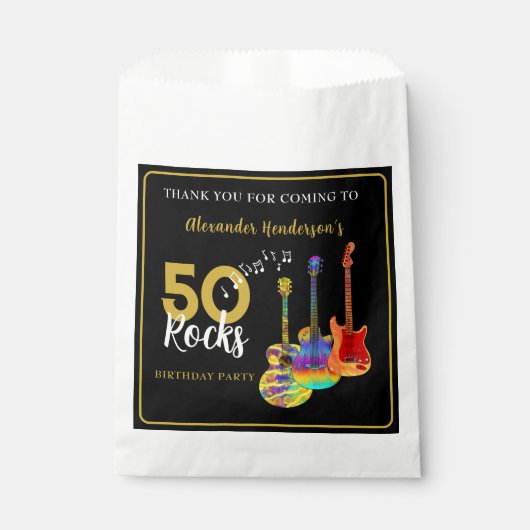 Rock and Roll 50ste verjaardagsfeestje Dank je Bedankzakje (Voorkant)