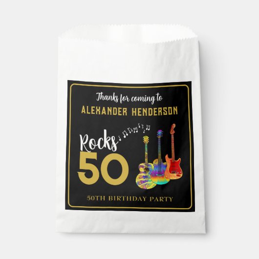 Rock and Roll 50ste verjaardagsfeestje Dank je Bedankzakje (Voorkant)