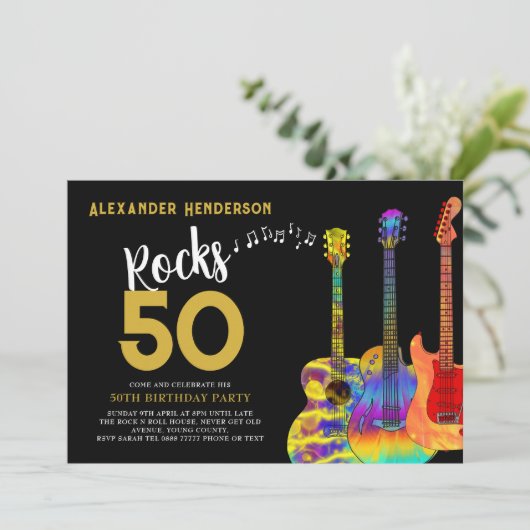 Rock and Roll 50ste verjaardagsfeestje Kaart (Staand voorkant)