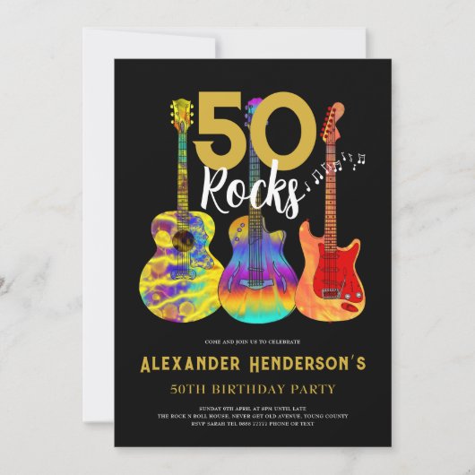 Rock and Roll 50ste verjaardagsfeestje Kaart (Voorkant)