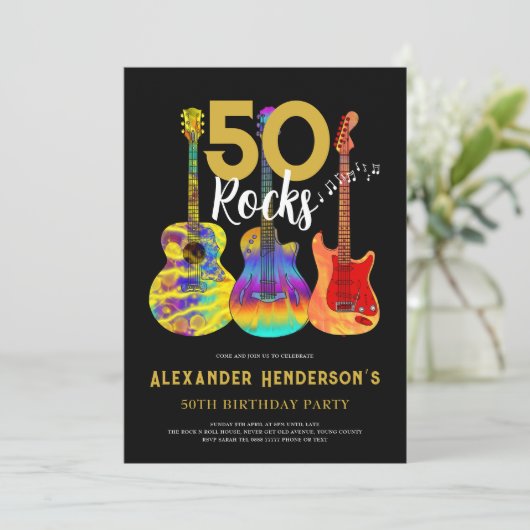 Rock and Roll 50ste verjaardagsfeestje Kaart (Staand voorkant)