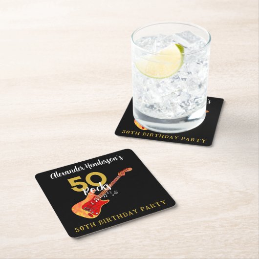 Rock and Roll 50ste verjaardagsfeestje Kartonnen Onderzetters (Insitu)