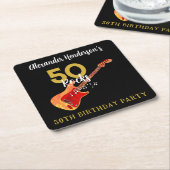 Rock and Roll 50ste verjaardagsfeestje Kartonnen Onderzetters (Schuin)