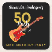 Rock and Roll 50ste verjaardagsfeestje Kartonnen Onderzetters (Voorkant)