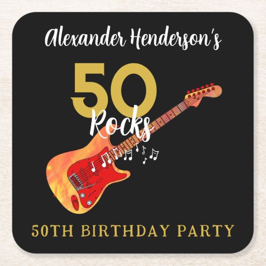 Rock and Roll 50ste verjaardagsfeestje Kartonnen Onderzetters (Voorkant)