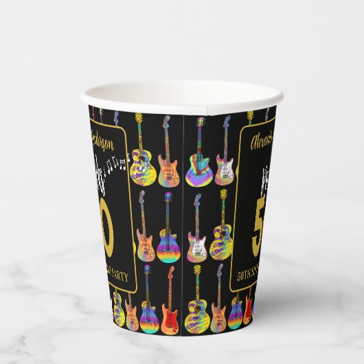 Rock and Roll 50ste verjaardagsfeestje Papieren Bekers (Rechts)