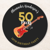 Rock and Roll 50ste verjaardagsfeestje Ronde Kartonnen Onderzetter (Voorkant)