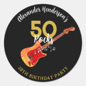 Rock and Roll 50ste verjaardagsfeestje Ronde Sticker (Voorkant)
