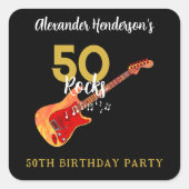 Rock and Roll 50ste verjaardagsfeestje Vierkante Sticker (Voorkant)