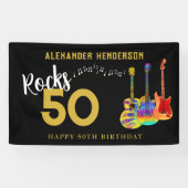 Rock and Roll 50ste verjaardagsfeestje voor hem Spandoek (Horizontaal)