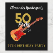 Rock and Roll 50ste verjaardagsfeestje Wijn Etiket (Enkel label)