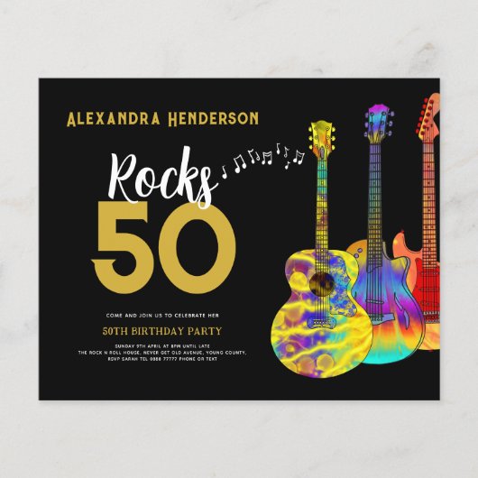 Rock and Roll 50th Birthday Party Budget Flyer (Voorkant)
