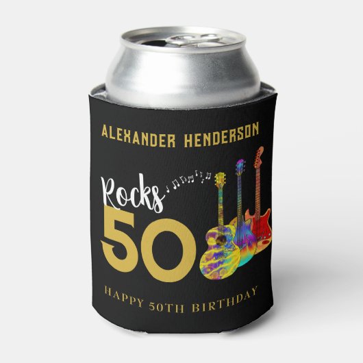 Rock and Roll 50th Birthday Party voeg Naam toe Blikjeskoeler (Blikje Voorkant)