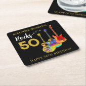 Rock and Roll 50th Verjaardagsfeestnaam Kartonnen Onderzetters (Schuin)