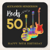 Rock and Roll 50th Verjaardagsfeestnaam Kartonnen Onderzetters (Voorkant)