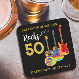 Rock and Roll 50th Verjaardagsfeestnaam Kartonnen Onderzetters