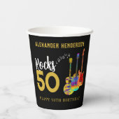 Rock and Roll 50th Verjaardagsfeestnaam Papieren Bekers (Achterkant)