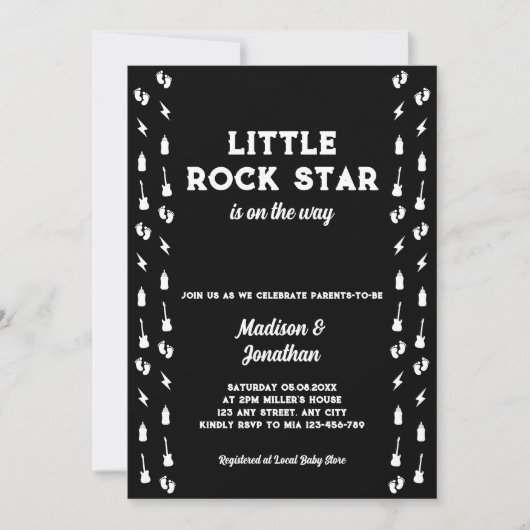 Rock and Roll Baby shower Little Rock Star Kaart (Voorkant)