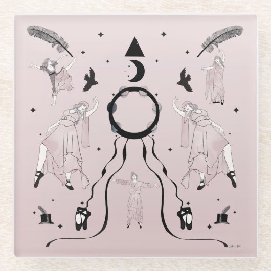 Rock and Roll Ballerina II Glazen Onderzetter (Voorkant)