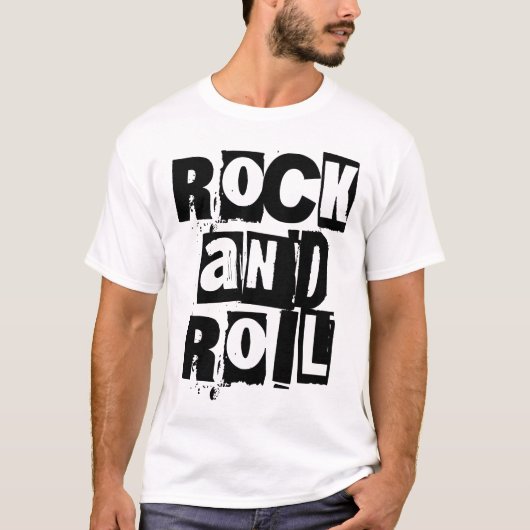 Rock and Roll bold and distressed logo design T-shirt (Voorkant)
