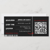 Rock and Roll Bruiloft Boarding Pass uitnodiging (Achterkant)
