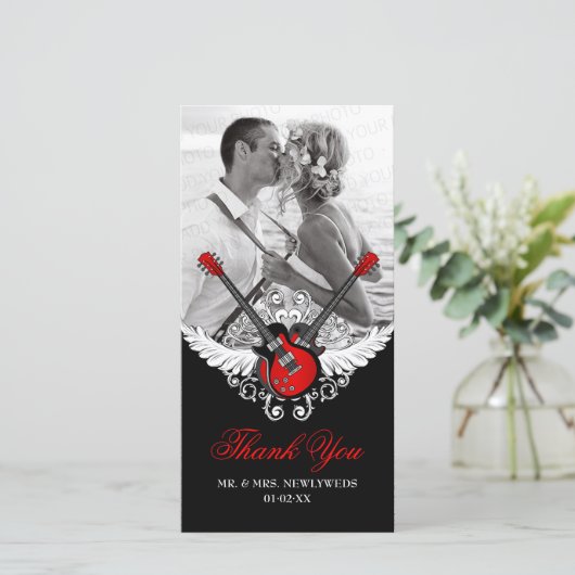 Rock and Roll Bruiloft Dank u Bedankkaart (Staand voorkant)
