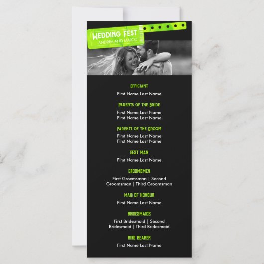 Rock and Roll Bruiloft Festival Bruiloft Programma (Achterkant)