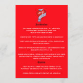 Rock and Roll Bruiloft Menu (Achterkant)