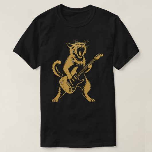 Rock and Roll Cat speelt gitaar | Grappige muziek  T-shirt (Design voorkant)