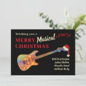 Rock and Roll Christmas Guitar Wearing a Santa Hat Feestdagenkaart (Staand voorkant)