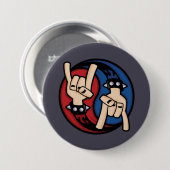 Rock and Roll Devil Horns Yin Yang Ronde Button 7,6 Cm (Voorkant /achterkant)
