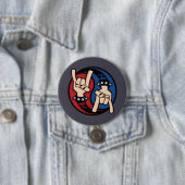 Rock and Roll Devil Horns Yin Yang Ronde Button 7,6 Cm (In situ)