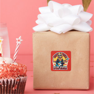 Rock and Roll Dog Retro Art Fur-Ever Cool Vierkante Sticker