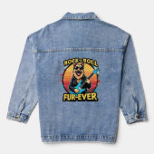 Rock and Roll Duitse Herder Retro Sunset Art Denim Jacket (Achterkant)
