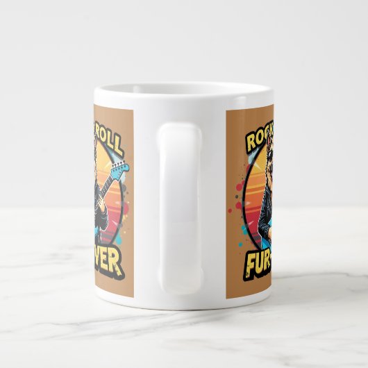 Rock and Roll Duitse Herder Retro Sunset Art Grote Koffiekop (Achterkant)