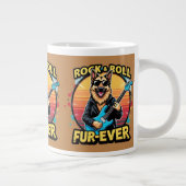 Rock and Roll Duitse Herder Retro Sunset Art Grote Koffiekop (Rechts)