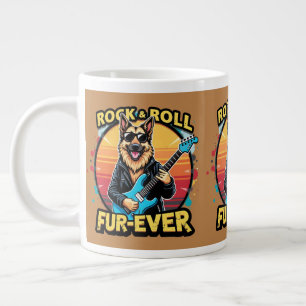 Rock and Roll Duitse Herder Retro Sunset Art Grote Koffiekop