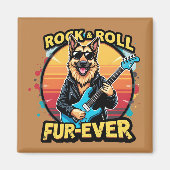 Rock and Roll Duitse Herder Retro Sunset Art Magneet (Voorkant)