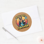 Rock and Roll Duitse Herder Retro Sunset Art Ronde Sticker (Envelop)